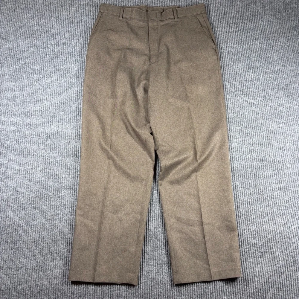 Levis Action Slacks Mens 34x30 Brown Dacron Polyester Flat Front Dress Pants